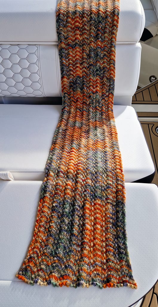 A scarf knit with the colorway 'Edinburgh'