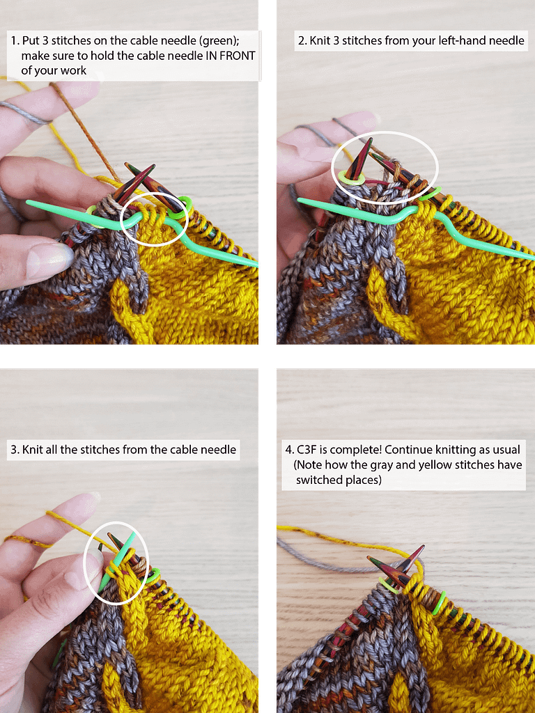 Step-by-step explanation of how to knit the C3F