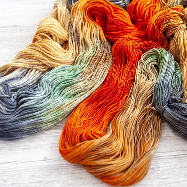 two skeins of yarn in the colorway 'Edinburgh'