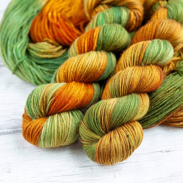 two skeins of yarn in the colorway 'Highlands'